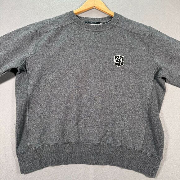 Sean John Crewneck Sweatshirt Mens Large Gray Streetwear Fleece Boxy Short‎ - Picture 1 of 12